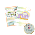 Image of unicorn trading cards with cartoon unicorns