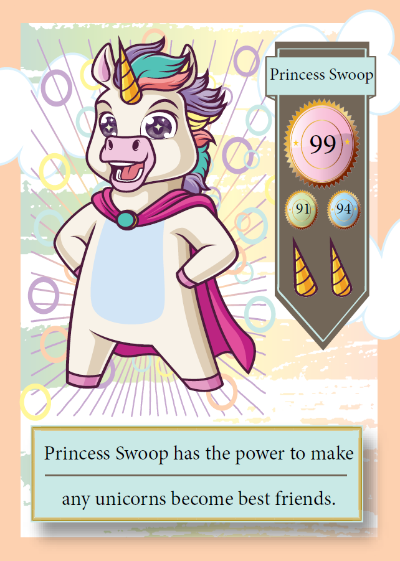 Collectible unicorn trading card